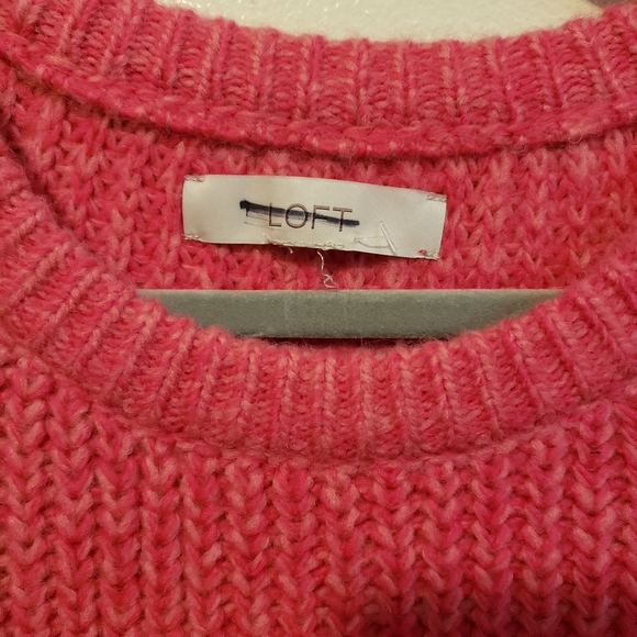 LOFT pink fuzzy long sleeve sweater - Picture 2 of 6